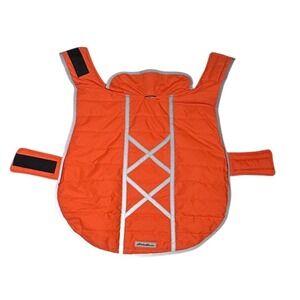 Eddie Bauer Pet Vest Large Orange Used Excellent Reflective Fleece Lined Quilted